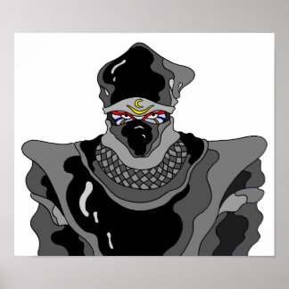 Poster Ninja com traje preto.
