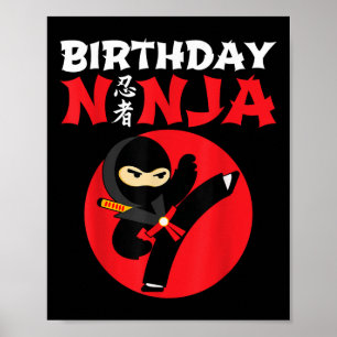 Poster Ninja de Aniversário - Festa de Aniversário Ninja