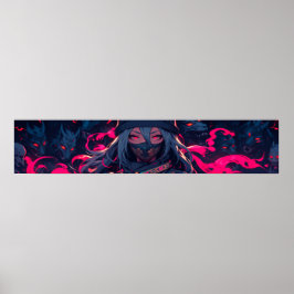 Poster Ninja e sua arte de animação de lobos