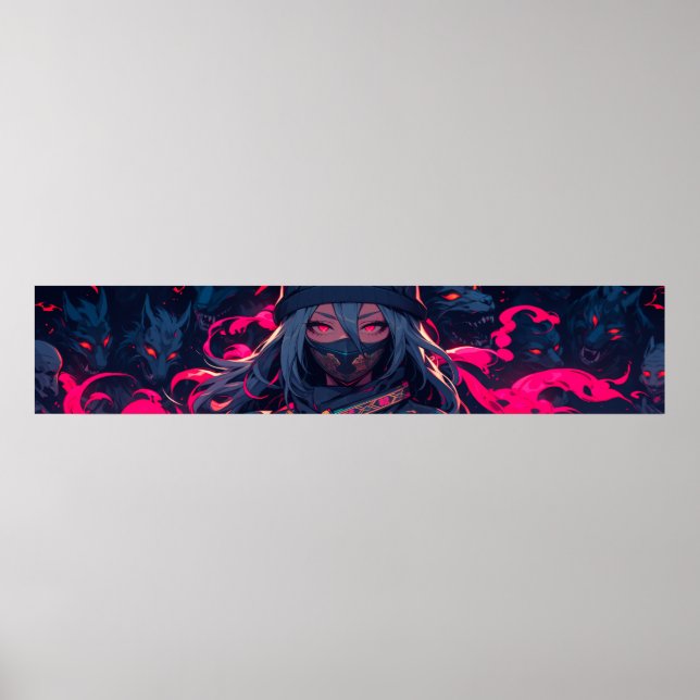 Poster Ninja e sua arte de animação de lobos (Frente)