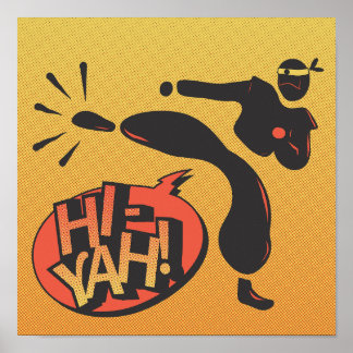 Poster Ninja karate pop art - retro