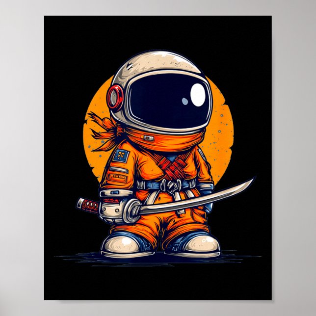 Poster Ninja legal em traje espacial de astronauta (Frente)