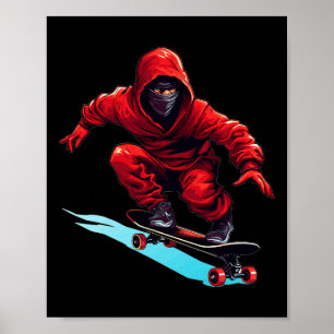 Poster Ninja Skater - Skateboard Patinador de Skate Patin