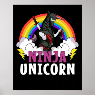 Poster Ninja Unicorn Samurai Artes Marciais Mágicas do A