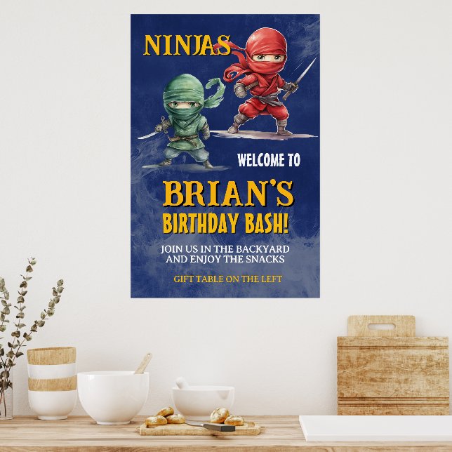 Poster Ninja Warrior Birthday Party (Cozinha)