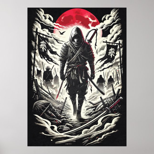 Poster Ninja Warrior em Red Moon Battlefield - Japonês (Frente)