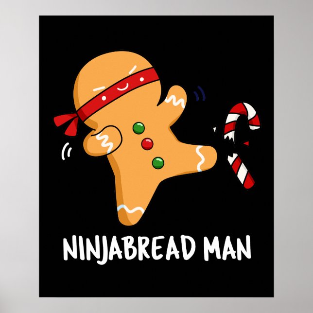 Poster Ninjabread Man Funny Gingerbread Pun Dark BG (Frente)