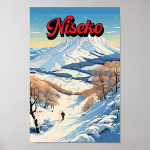 Poster Niseko Hokkaido Japão Viagem Art Vintage