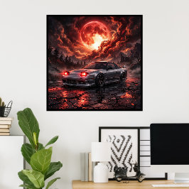 Poster Nissan 240SX Sob uma Lua Carmesim