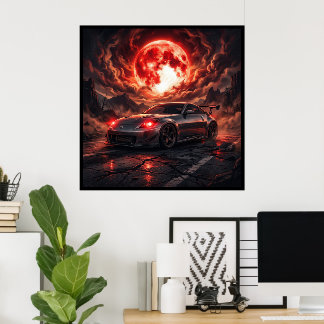 Poster Nissan 350z Sob uma Lua Carmesim