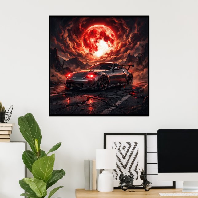 Poster Nissan 350z Sob uma Lua Carmesim (Escritório em casa)