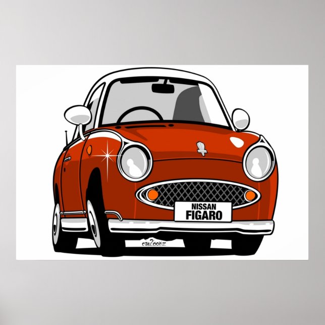 Poster Nissan Figaro caricatura red (Frente)