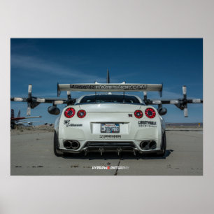Pôster Nissan GT-R R35 LibertyWalk Widebody com avião