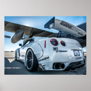 Pôster Nissan GT-R Widebody Libertywalk R35 com avião