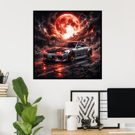 Poster Nissan Silvia S15 Sob uma Lua Carmesim