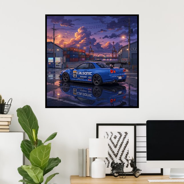 Poster Nissan Skyline GT-R R34 (Escritório em casa)