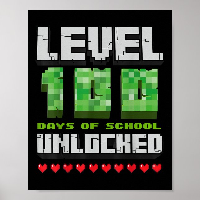 Poster Nível 100 Dias De Pixel 100 De Jogos Desbloqueados (Frente)