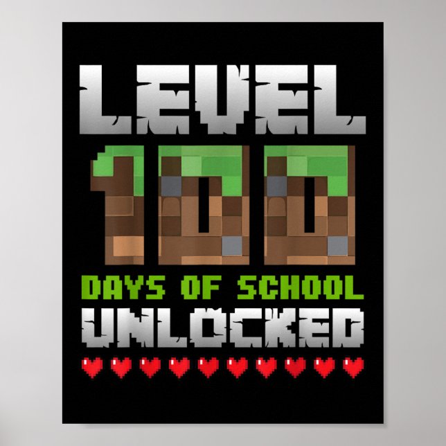 Poster Nível 100 Dias De Pixel 100 De Jogos Desbloqueados (Frente)