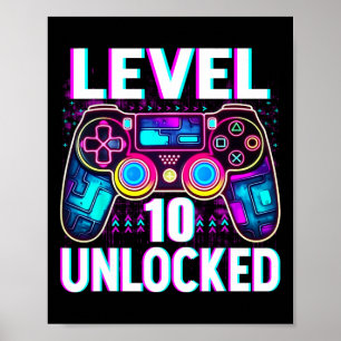 Poster Nível 10 Camisa Desbloqueada Geek 10t de jogador d