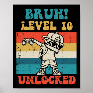 Poster Nível 10 Desbloqueado Gamer Dab Retro 10º Aniversá
