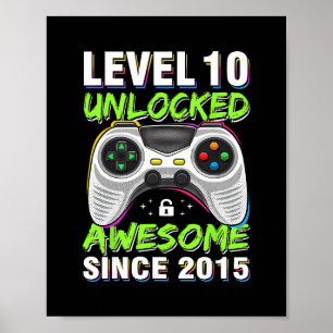 Poster Nível 10 Desbloqueado Incrível Desde o 10º Anivers