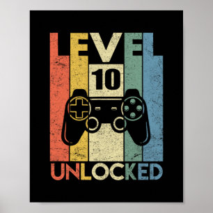 Poster Nível 10 Desbloqueado Vídeo Engraçado de Aniversár