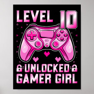 Poster Nível 10 Gamer Girl Video Gamer 10th Birt
