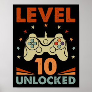 Poster Nível 10 Vídeo Gamer 10º Aniversário 10 Anos
