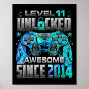 Poster Nível 11 Desbloqueado Incrível Desde 2014 Aniversá
