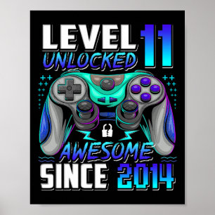 Poster Nível 11 Desbloqueado Incrível Desde o 11º Anivers