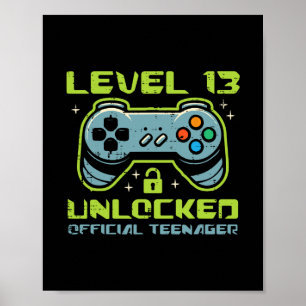Poster Nível 13 Desbloqueado Oficial Adolescente Aniversá