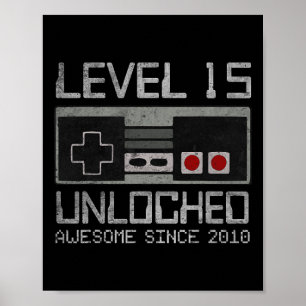 Poster Nível 15 Desbloqueado Aniversário de 15 anos Vídeo