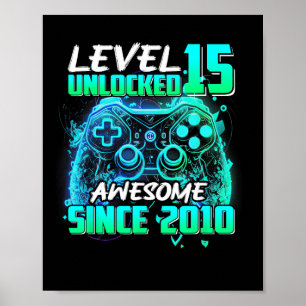 Poster Nível 15 Desbloqueado Incrível Desde o 15º Anivers