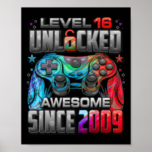 Poster Nível 16 Desbloqueado Incrível Desde o 16º Anivers