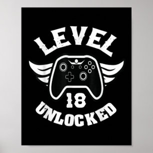 Poster Nível 18 Desbloqueado 18 Jogos de Aniversário 18 A