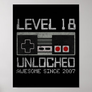 Poster Nível 18 Desbloqueado Aniversário de 18 anos Vídeo