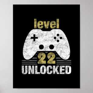 Poster Nível 22 Desbloqueado Aniversário de 22 anos Prese