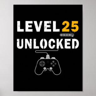 Poster Nível 25 25 de Aniversário do Jogador de Vídeo Des