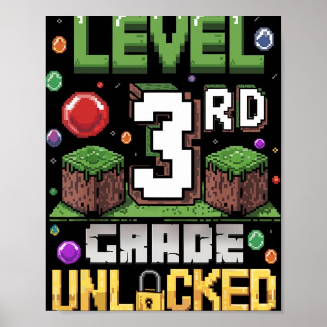 Poster Nível 3ª Série Desbloqueado Jogo de Vídeo Primeiro (Frente)