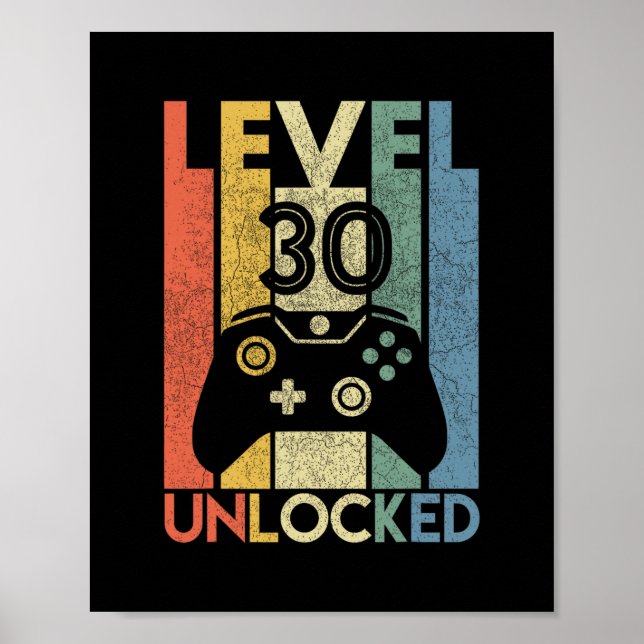 Poster Nível 30 Desbloqueado Vídeo Engraçado de Aniversár (Frente)