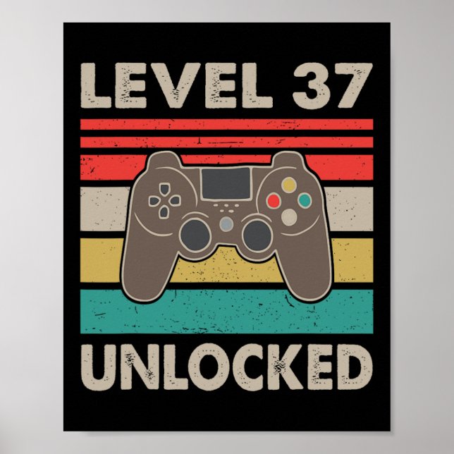 Poster Nível 37 Desbloqueado - Presente de 37º Aniversári (Frente)