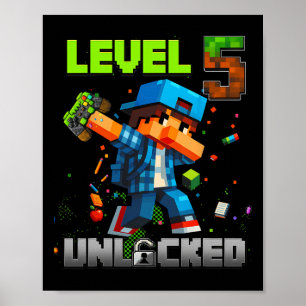 Poster Nível 5 Desbloqueado Garoto de Aniversário Diverti