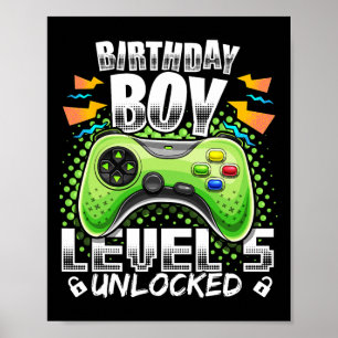 Poster Nível 5 Desbloqueado Jogo de Vídeo 5º Aniversário