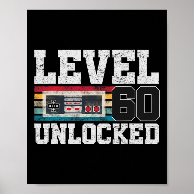 Poster Nível 60 Desbloqueado Presente de 60 Anos para Vid (Frente)