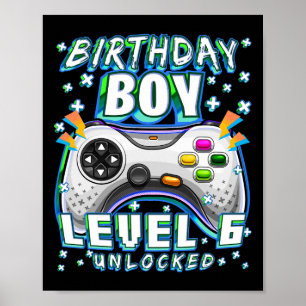 Poster Nível 6 Desbloqueado 6 de jogos de vídeo Aniversár
