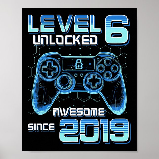 Poster Nível 6 Desbloqueado Festa de Video Game Aniversár (Frente)