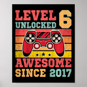 Poster Nível 6 Vintage Video Game 6 Birthday G