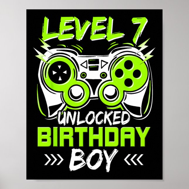 Poster Nível 7 Crianças Desbloqueadas 7 Aniversário Vinta (Frente)