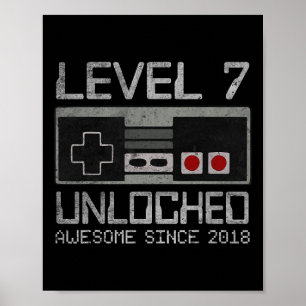 Poster Nível 7 Desbloqueado Aniversário de 7 anos Vídeo G