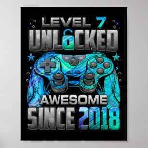 Poster Nível 7 Desbloqueado Incrível Desde o 7º Aniversár